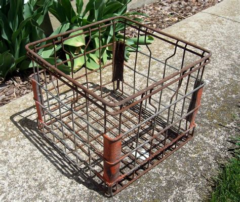 vintage borden metal milk crate for sale 